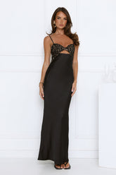 Signature Aura Satin Maxi Dress Black
