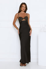 Signature Aura Satin Maxi Dress Black