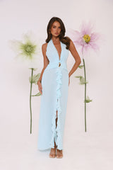 Sea Glass Nights Halter Maxi Dress Blue