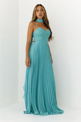 Sweetheart Pleated Scarf Maxi Dress Mint