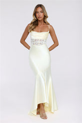 Silker Moments Satin Maxi Dress Yellow