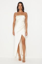 Best Friends Wedding Satin Midi Dress Champagne