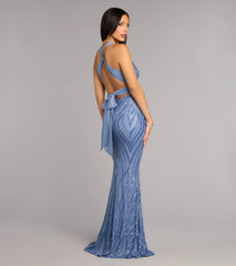 Kate Sequin Chiffon Tie Mermaid Formal Dress
