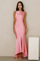 Bespoke Beauty Satin Maxi Dress Pink