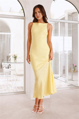 Country Summer Linen Blend Maxi Dress Yellow