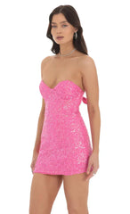 Sequin Strapless Bodycon Dress In Hot Pink