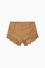 Azalure Suede Eyelet Mini Shorts