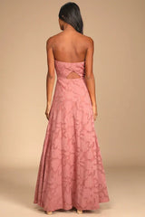 Garden of Romance Rusty Rose Burnout Maxi Dress
