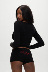 x BELLA HADID Bradley Knit Booty Shorts - Lone Star Black