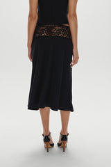 Harper Satin Midi Skirt - Black