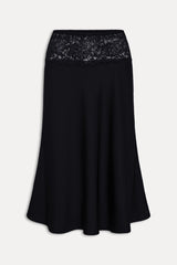 Harper Satin Midi Skirt - Black