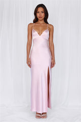 The Sophia Satin Maxi Dress Pink