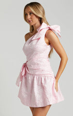 Mathilda Mini Dress Cut Out Side Wrap Dress in Pink