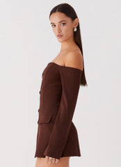 Dominique Blazer Mini Dress - Chocolate