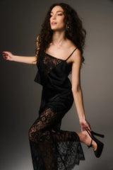 Constantina Satin & Lace Top