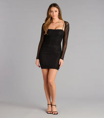 Tabitha Rhinestone Mini Dress with Shawl