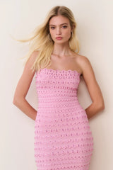 Eclipse Rhinestone Scallop Bandage Dress