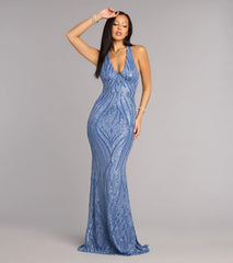 Kate Sequin Chiffon Tie Mermaid Formal Dress