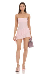 Mesh Tassel Dress In Pink