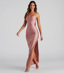 Ella Cowl Neck Satin Dress