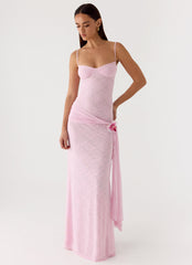 Natty Lace Mesh Maxi Dress Petal Pink