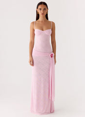 Natty Lace Mesh Maxi Dress Petal Pink
