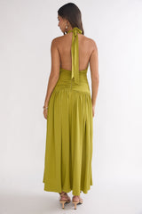 Nightbloom Halter Maxi Dress Olive