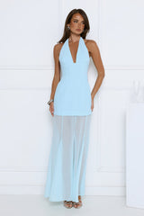 Diamond District Halter Maxi Dress Blue