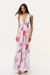 Fancy Patchwork Halter Maxi Dress