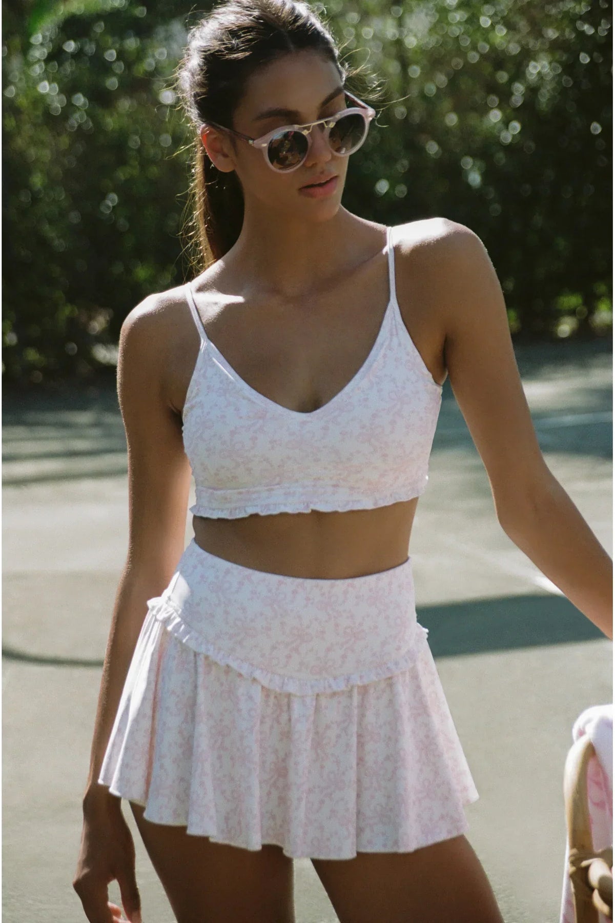 Vanina Bow Print Mini Active Skort
