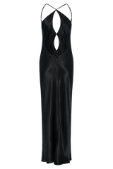 Lucia Satin Cut Out Maxi Dress - Black