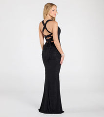 Tatiana Lace-Up Mermaid Glitter Formal Dress