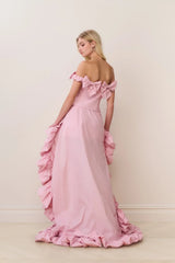Olivera Taffeta Bow High-Low Skirt