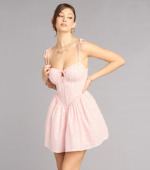 Cutest Plans Floral Eyelet Corset Skater Dress