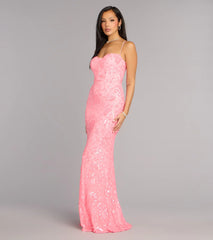 Savanna Floral Sequin Lace-Up Formal Dress