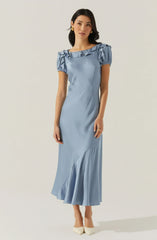 Auden Satin Ruffle Midi Dress