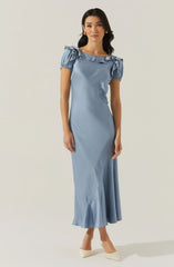 Auden Satin Ruffle Midi Dress