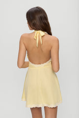 Audrey Satin Mini Dress - Whipped Butter Dottie