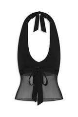 May Mesh Knit Halter Top - Black