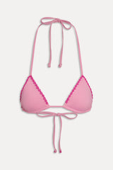 Nick Beaded Triangle Bikini Top - Pastel Pink