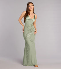 Adrian Beaded Floral Mermaid Dress
