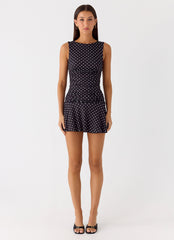 Kelda Mini Dress Black Polkadot