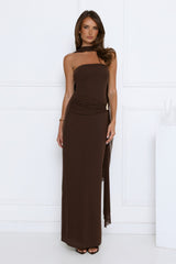 Luxe Strapless Maxi Dress Chocolate